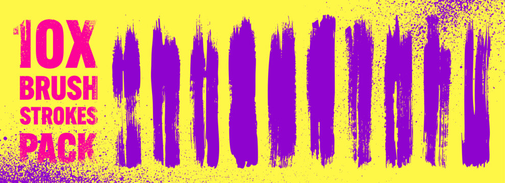 Grunge neon brush strokes, lines, ink smudges, hand-drawn scribble shapes. Handmade sketchy marks, stains, charcoal streaks. Paint textures, dry brush effect. Marker underline. Vector illustration