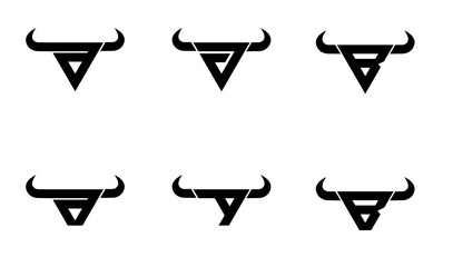 Modern Bull Head Logo Concepts with Geometric Initial Letters A P B Y © alpha