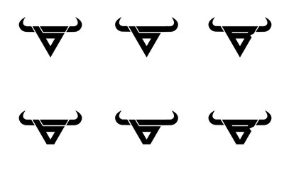 Abstract Bull Horns Logo with Geometric Triangle and Initial B Design © alpha