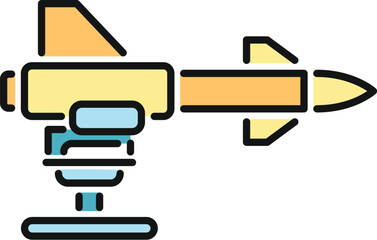 Fototapeta premium Missile on a launcher icon representing military weapon technology