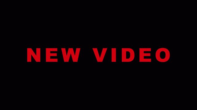 Glowing red Neon Sign with "New Video" Text for Vlogs animation with alpha channel.Neon Light "New Video" Text Animation on transparent Background animation with 4k.