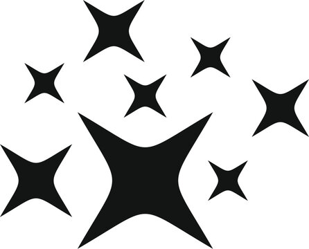 Black sparkle and glow icon representing cleanliness, magic, and brilliance on a white background
