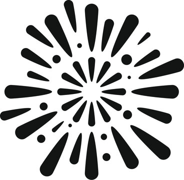 Abstract black and white bursting radial shape projecting celebration and joy