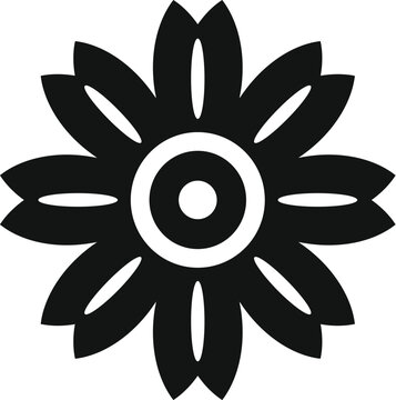 Stylized black and white flower icon representing nature, beauty, or a springtime concept
