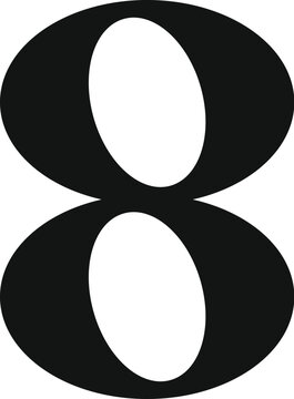 Black numeral eight on white background displaying typography