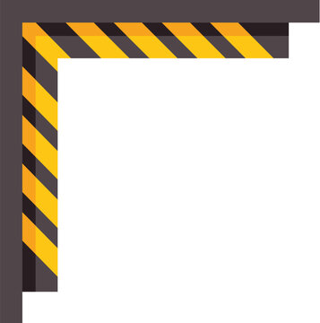 Warning sign corner border with yellow and black stripes symbolizing caution and attention