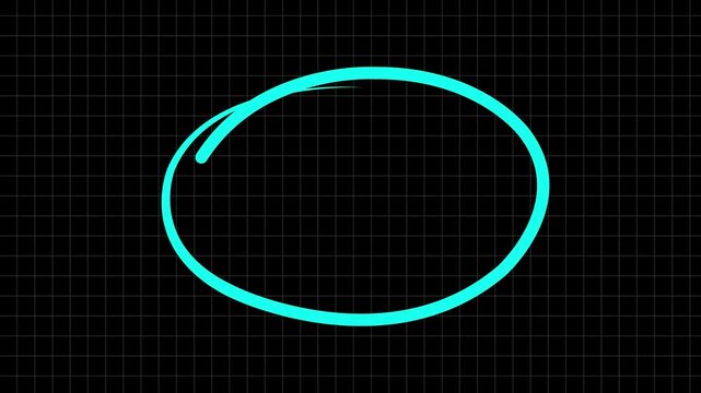 Circle marker with drawing effect, hand drawn circle marker green screen, green marker grid screen pen style, Green Circle Highlighter Scribble Animation on transparent screen. 4k video