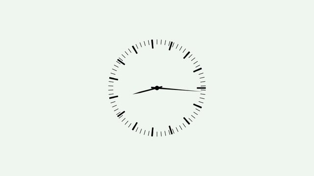 Clock spinning, watch animation on white background with alpha channel. Clock icon flat style. 12 hours clock dial , twenty-four hours time lapse animation. Analog clock spinning animation.