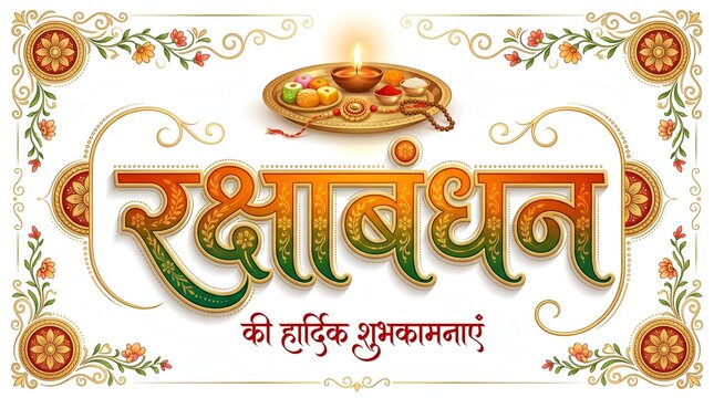 Happy raksha bandhan or rakhi indian festival and typography in illustration