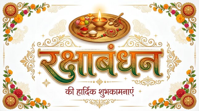 Happy raksha bandhan or rakhi indian festival and typography in illustration