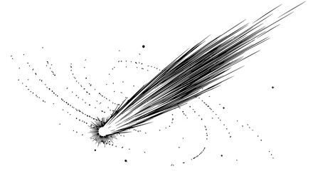 Stylized Comet Streaking Across White Background © illustration