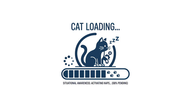 Cat Loading Screen Icon with Zzz and Progress Bar