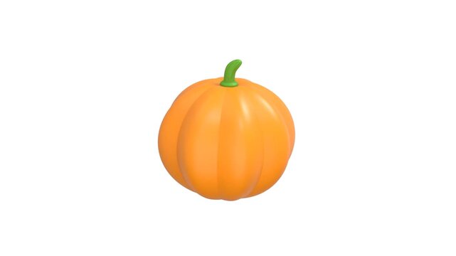 Pumpkin icon 3d rendering animation on 4k	