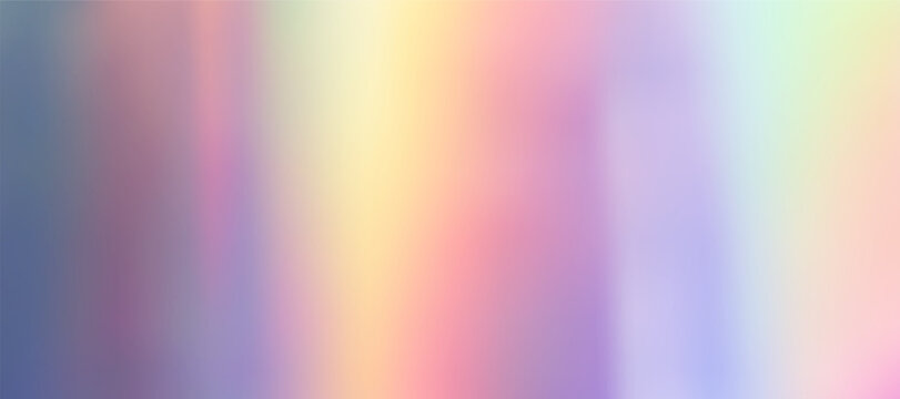 Iridescent pearl gradation background with pastel nacre ombre. Luxury pearlescent silk gradient backdrop with soft aurora texture. Holograph rainbow foil with sunlight reflection. Realistic vector bg