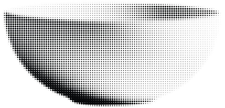 Abstract halftone dot wave pattern, dynamic gradient circle texture. Black and white monochrome vector background element for modern graphic design, poster, branding, digital art and web layouts