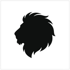 Lion head silhouette profile view with flowing mane on white background © Sharmin