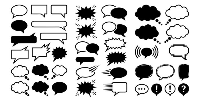 Set of various speech and thought bubbles icons