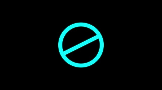 Prohibition, forbidden, or no entry sing red circle and line symbol icon animation , Warning, stop or no entry forbidden red circle and line symbol . whit 4k video 