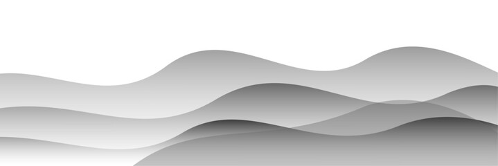 Fototapeta premium Minimalist grey wavy line background with smooth curving layers and gradient shadows for modern graphic design background gradient
