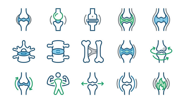 Human Joints and Spine Anatomy Icons Set