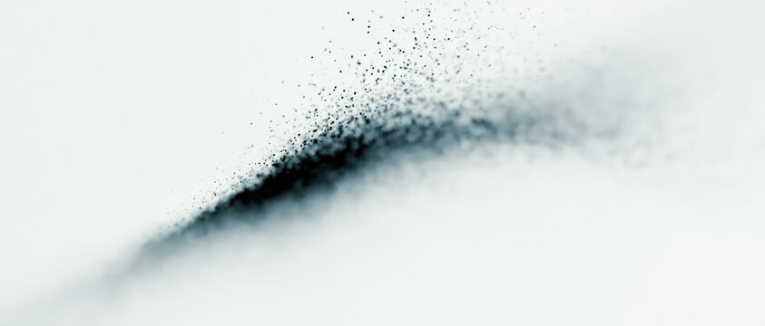 abstract halftone texture with black dots forms a kinetic retro wave across a minimalist white background