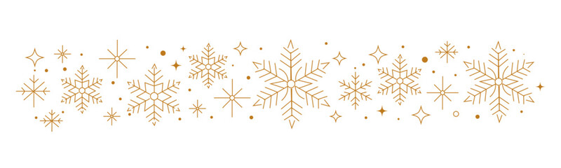 Snowflake border pattern with star elements, elegant line art vector design © GFXDesigner