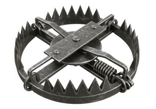 Metal bear trap with spring mechanism