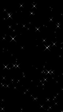 Seamless loop of twinkling stars and sparkling particles on a black background. Motion background with glitter texture for overlay design.