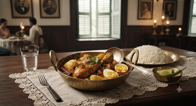 Traditional Chicken Dak Bungalow with Potatoes and Eggs