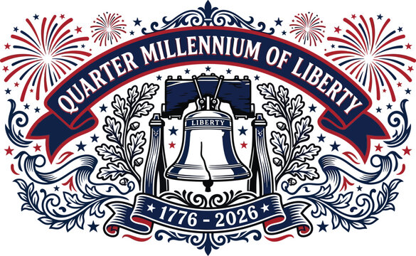 4th of july happy 250 years anniversary vector quarter millennium of liberty fireworks