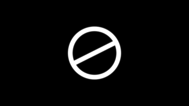 Prohibition, forbidden, or no entry sing red circle and line symbol icon animation , Warning, stop or no entry forbidden red circle and line symbol . whit 4k video 