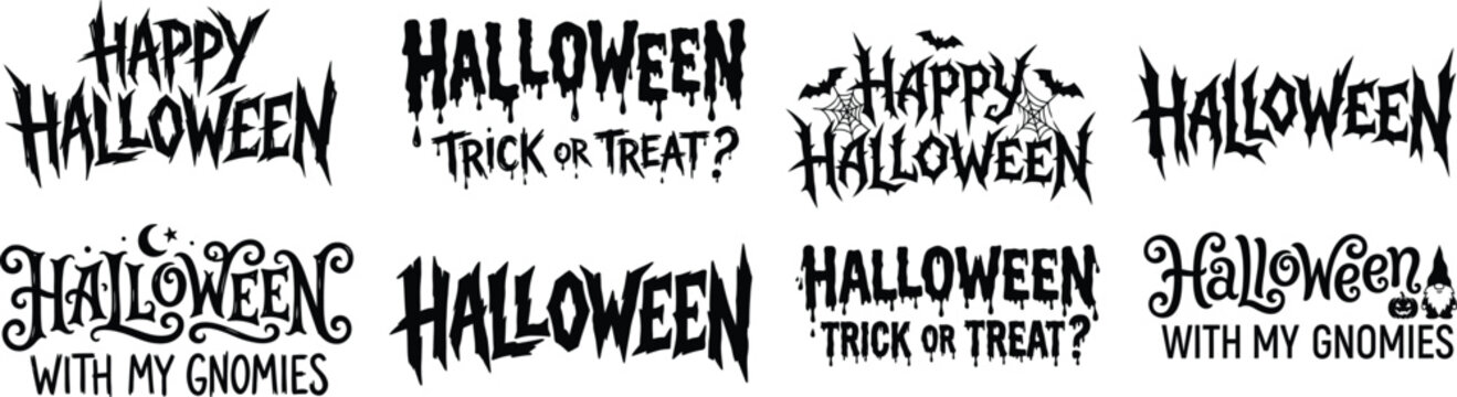 Halloween gnomes typography designs