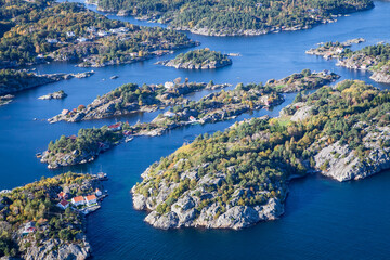 Fototapeta premium Aerial photo of Høvåg and Lillesand in Norway, year 2014