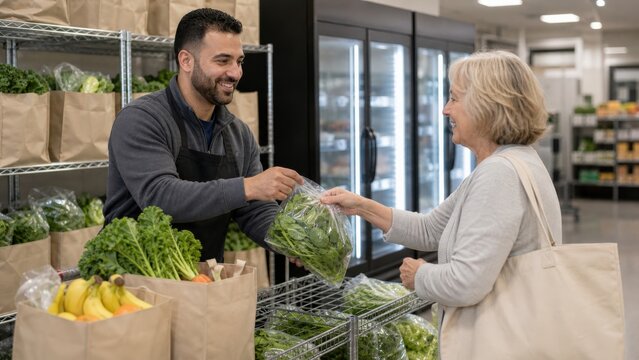 Produce Prescription diverse older group in grocery aisle