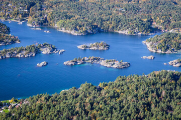 Fototapeta premium Aerial photo of Høvåg and Lillesand in Norway, year 2014