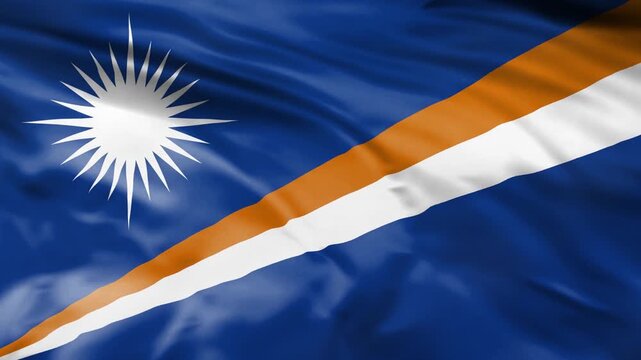 Marshall islands flag waving in wind seamless loop motion video.