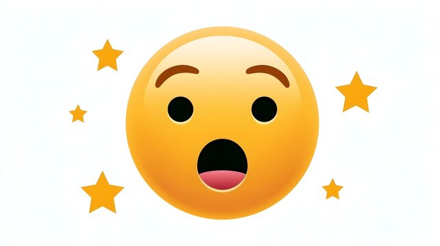 Starstruck emoji illustration, white background background. Stock Illustration