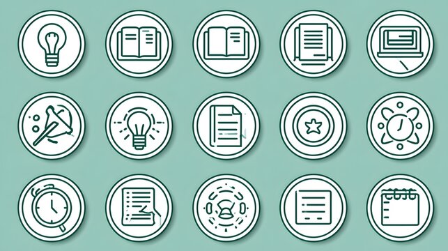 Training web icons in line style. Education, seminar, online test, webinar, course, distance learning collection. Editable stroke. Vector illustration. Stock Vector