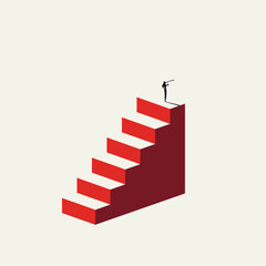 Fototapeta premium Corporate business woman career growth vector concept. Symbol of career ambition, future strategy, leadership, management, market success . Minimal design eps10 illustration.