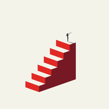 Corporate business woman career growth vector concept. Symbol of career ambition, future strategy, leadership, management, market success . Minimal design eps10 illustration.