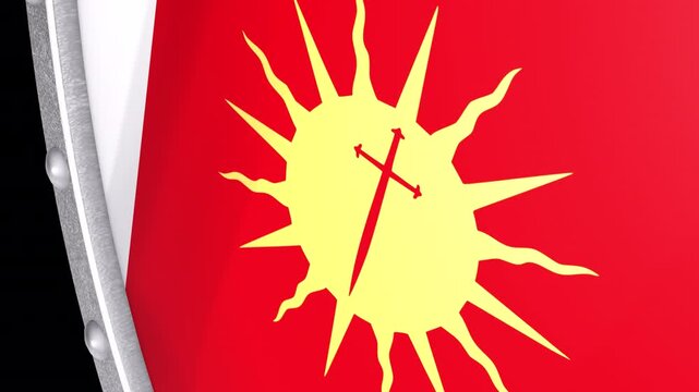Metallic Shield Transitions with the Flag of Santiago del Estero Province of Argentina