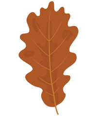 Fototapeta premium Warm brown oak leaf isolated autumn illustration in flat style