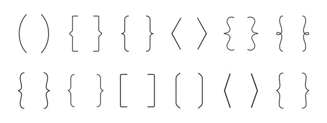 Bracket and brace icon set with outline editable stroke vector collection for coding and typography © Виталий Опришко