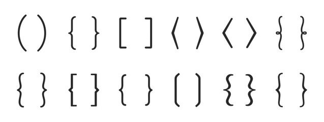 Bracket and brace icon set with outline editable stroke vector collection for coding and typography © Виталий Опришко
