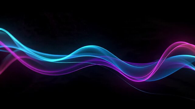 Abstract colorful smoke background with flowing light waves, neon blue and purple energy curves, dynamic abstract texture with motion lines and fractal pattern design for wallpaper and templates