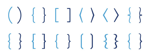 Bracket and brace icon set with outline editable stroke vector collection for coding and typography © Виталий Опришко