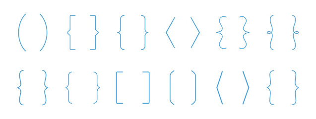 Bracket and brace icon set with outline editable stroke vector collection for coding and typography © Виталий Опришко