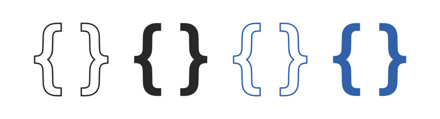 Bracket and brace icon set with outline and solid editable stroke vector collection for coding and typography © Виталий Опришко