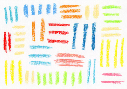 Colorful abstract crayon line pattern on white background