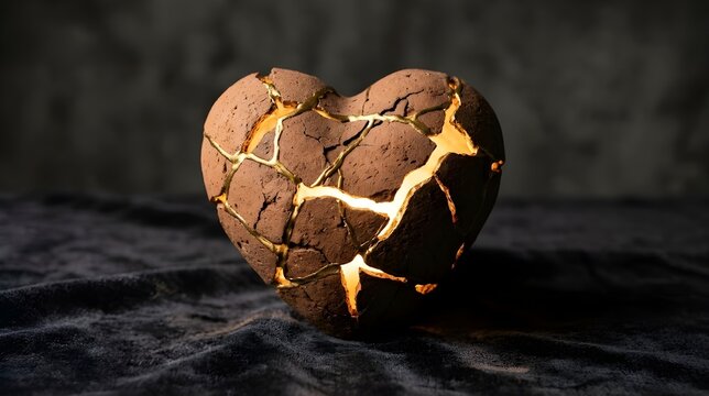 Kintsugi mental health art expressing the process of a broken heart healing and growing stronger